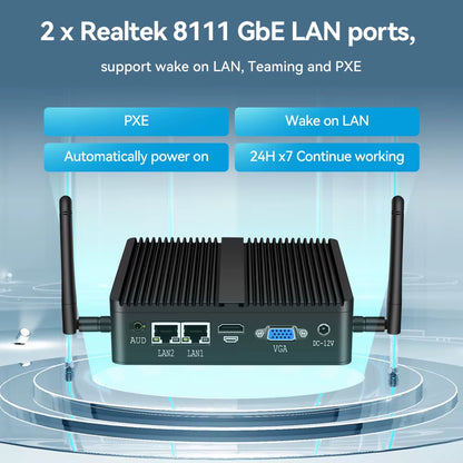XCY Fanless Mini PC  Celeron J6412 N5105 2X Gbe LAN 2X RS232 HDMI VGA Wifi 4G LTE Windows 10 Linux Industrial Computer