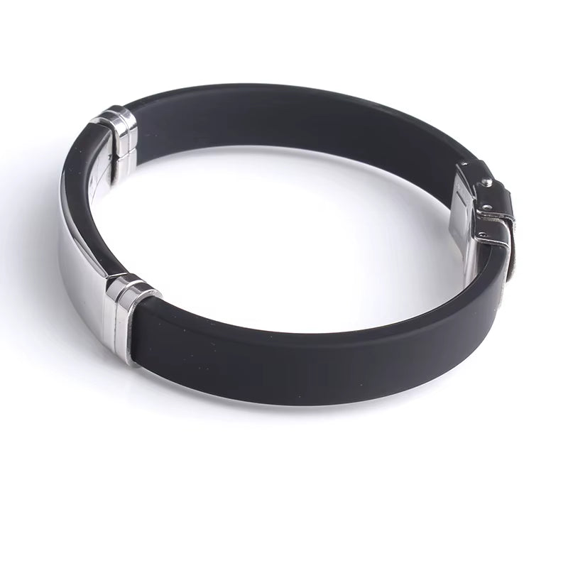 Fashion Engrave Logo Custom Name Bracelet Smooth Silicone Stainless Steel Bracelets for Men Personality Jewelry
