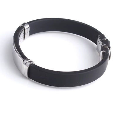 Fashion Engrave Logo Custom Name Bracelet Smooth Silicone Stainless Steel Bracelets for Men Personality Jewelry
