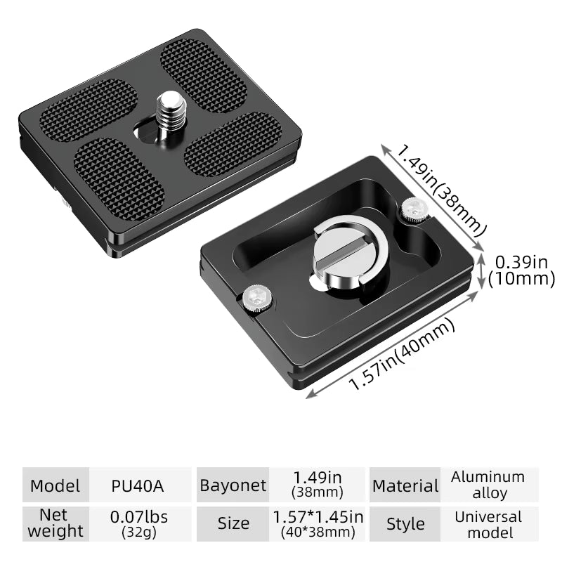 Universal Aluminum Alloy Quick Release Plate Tripod Mount Adapter with 1/4 Screw for Benro Arca Swiss Ball Head and Camera