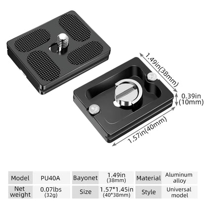Universal Aluminum Alloy Quick Release Plate Tripod Mount Adapter with 1/4 Screw for Benro Arca Swiss Ball Head and Camera