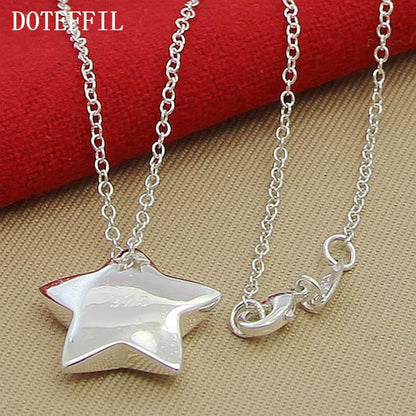 Genuine 925 Sterling Silver Star Pendant Necklace 18 Inches Chain Fashion Jewelry Necklace for Women Hot Sale