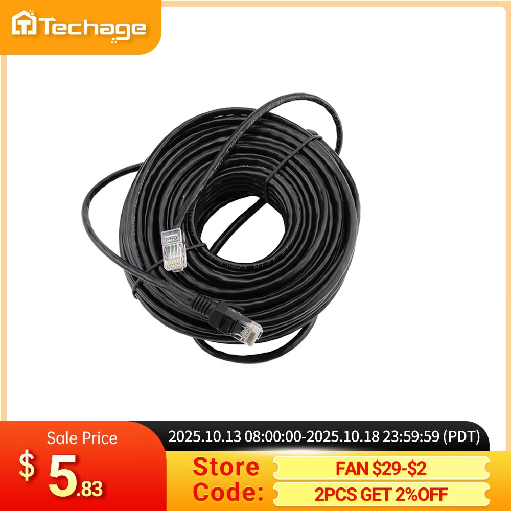 10M 20M 30M 50M Cat5 Ethernet Network Cable RJ45 Patch Outdoor Waterproof LAN Cable Wires for CCTV POE IP Camera System