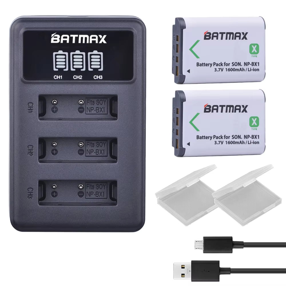 NP-BX1 Np Bx1 Battery + 3 Slots LCD Charger for Sony DSC-RX100 DSC-WX500 IV HX300 WX300 HDR-AS15 X3000R MV1 AS30V HDR-AS300