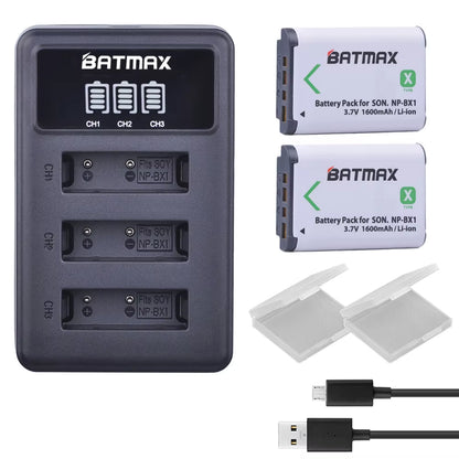 NP-BX1 Np Bx1 Battery + 3 Slots LCD Charger for Sony DSC-RX100 DSC-WX500 IV HX300 WX300 HDR-AS15 X3000R MV1 AS30V HDR-AS300