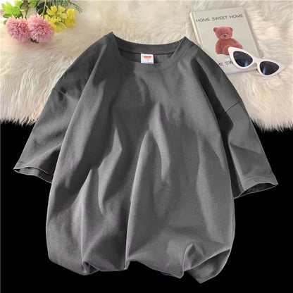 Oversized Summer Short Sleeve Men'S T Shirt New Fashion Solid Loose O-Neck T Shirts Mens Cotton Hip Hop Streetwear Top Tees 5XL