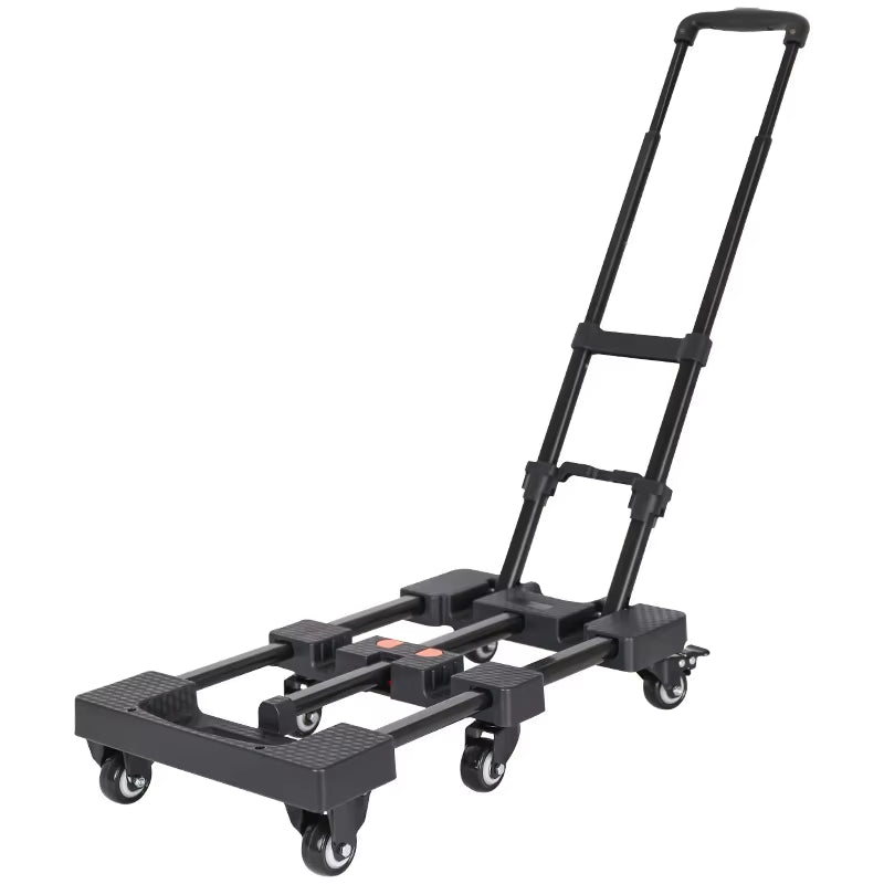 Trolley with Brakes Cargo Trolley Car Home Portable Trolley Foldable Outdoor Small Trailer Six Wheels