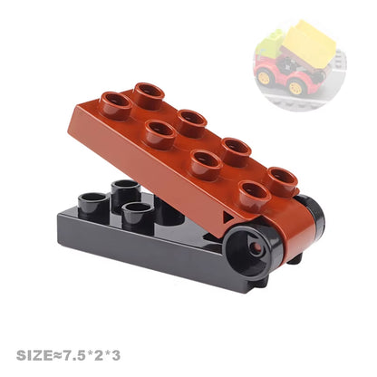 Big Building Blocks Accessories Compatible Train Track Set Traffic Signs Trailer Carriages Railway Rails Children Bricks Toys
