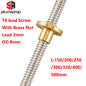 T8 Lead Screw OD 8Mm Pitch 2Mm Lead 2Mm 150Mm 200Mm 250Mm 300Mm 350Mm 400Mm 500Mm with Brass Nut for Reprap 3D Printer Z Axis