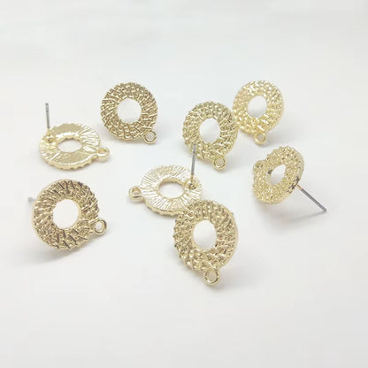 New 16*13Mm 10Pieces/Bag Zinc Alloy Gold Concentric Circles Earring Base Connectors Linkers for DIY Earring Jewelry Accessories