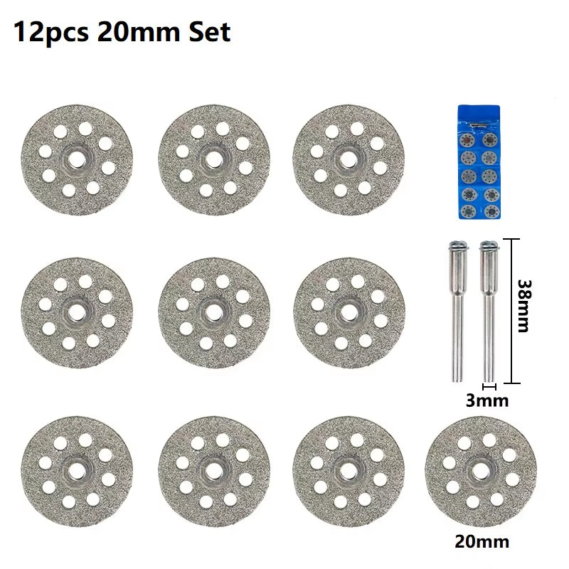 Diamond Saw Blade Diamond Cut off Disc for Dremel Rotary Tools 20Mm 22Mm 25Mm 30Mm with Mandrel Mini Cutting Disc