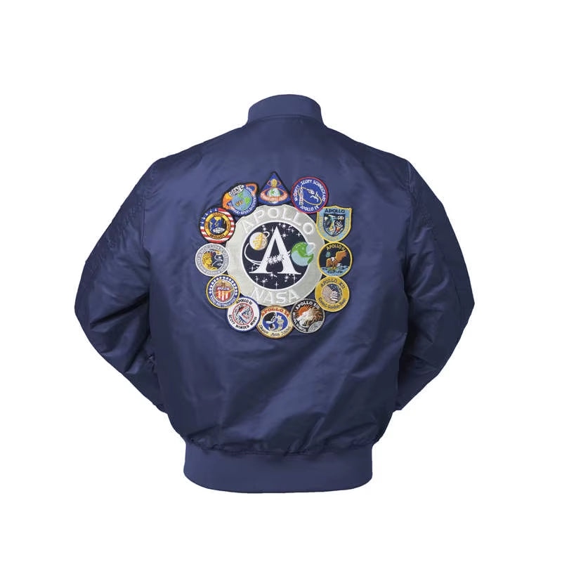 2025 New Autumn Apollo Thin 100Th SPACE SHUTTLE MISSION Thin MA1 Bomber Hiphop US Air Force Pilot Flight College Jacket for Men