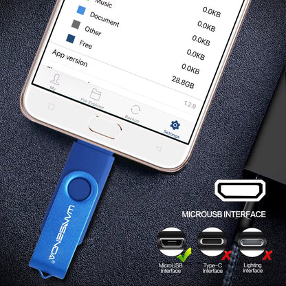 OTG USB Flash Drive 256GB 128GB 64GB 32GB 16GB 8GB Cle USB Pendrive for Android Phone/Tablet /PC USB 2.0 Thumb Drive