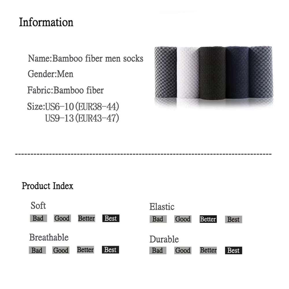 10 Pairs High Quality Bamboo Fiber Men'S Socks Business Breathable Deodorant Compression Socks Men Long Big Size EUR 38-46