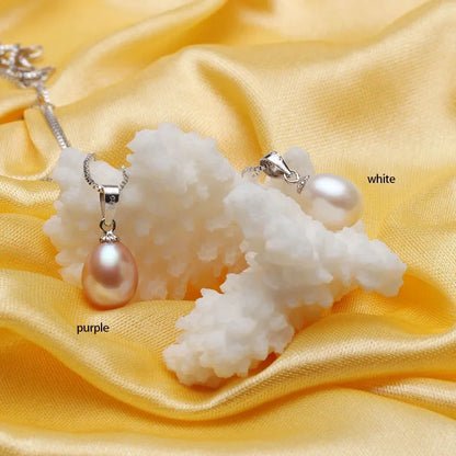 Natural Freshwater Pearl Pendant Necklace Women Simple Fashion 925Sterling Silver High Jewelry Gift for Mother Hot Sale