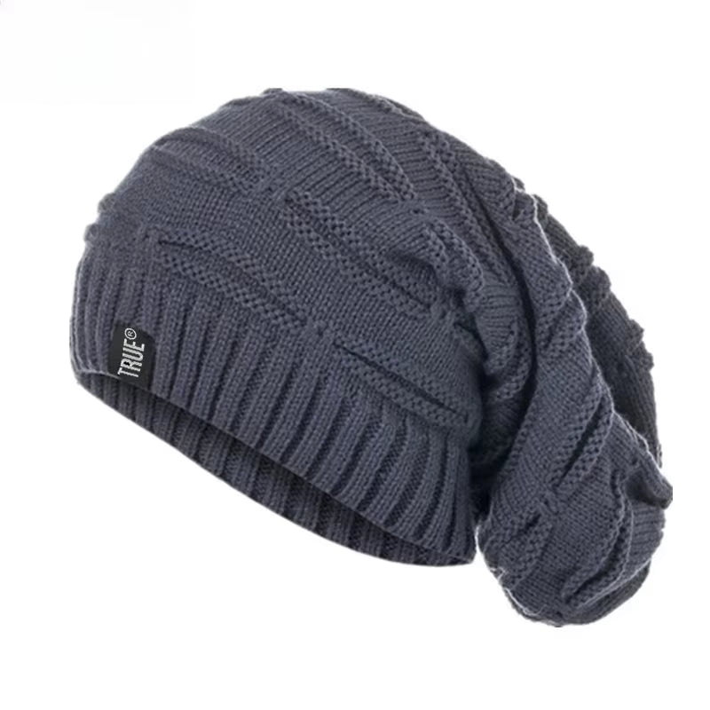 New True Letter Winter Hat Long Size Knitted Cap High Quality Casual Beanies for Men & Women Solid Bonnet Cap