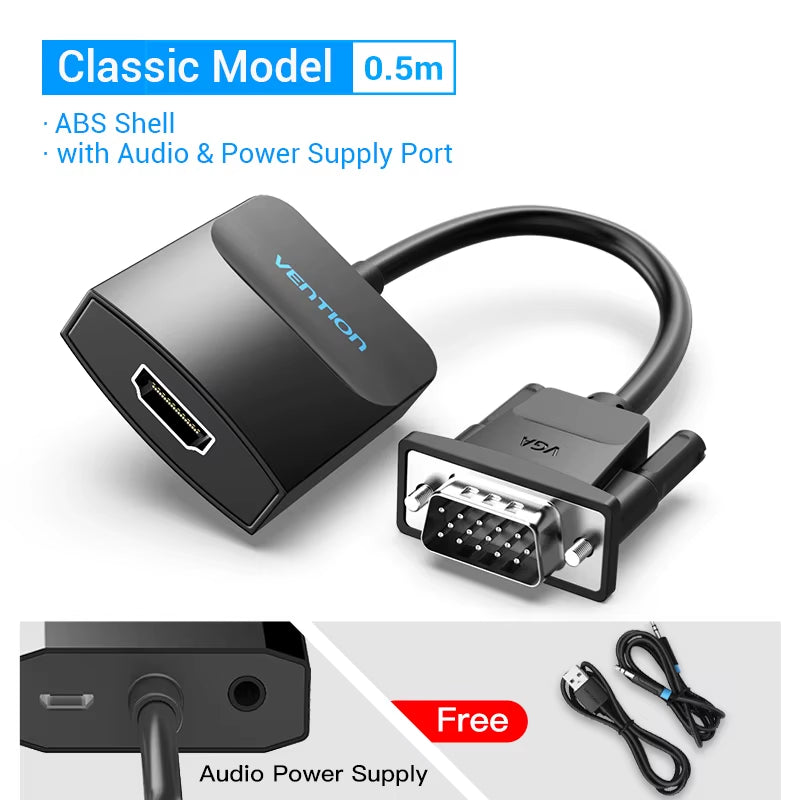 VGA to HDMI Adapter 1080P VGA Male to HDMI Female Converter Cable with Audio USB Power for PS4/3 HDTV VGA HDMI Converter
