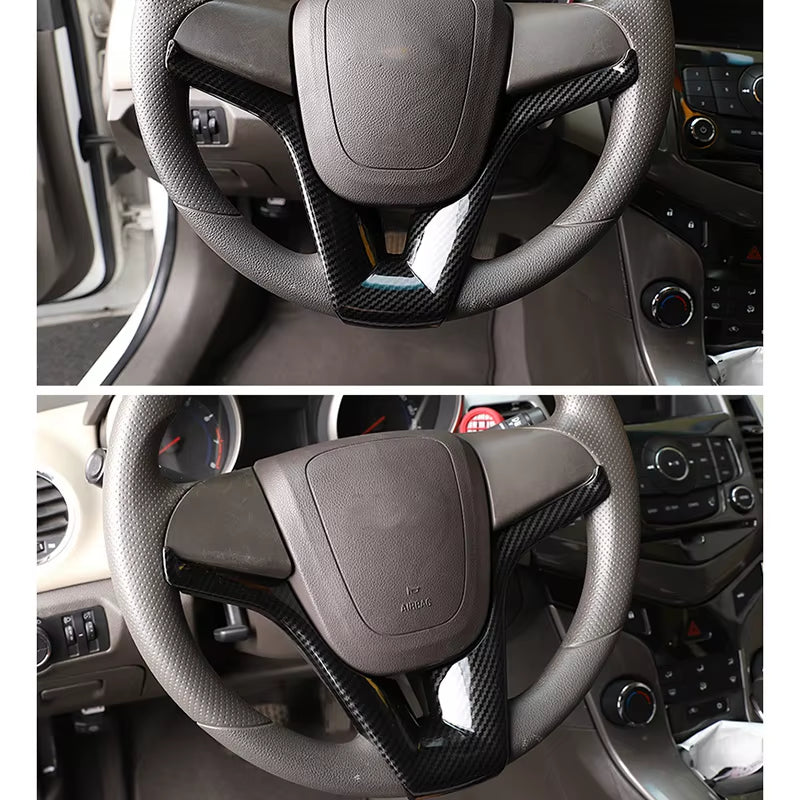 Car Carbon Fiber Interior Steering Wheel Trim for Chevrolet Classic Cruze Sedan Hatchback 2009-2015