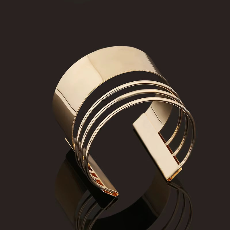 Bijoux Gypsy Fashion Gold Silver Plated Punk Hip Hop Cuff Wide Men Bangles Arm Bracelet for Women Bracelets & Bangles