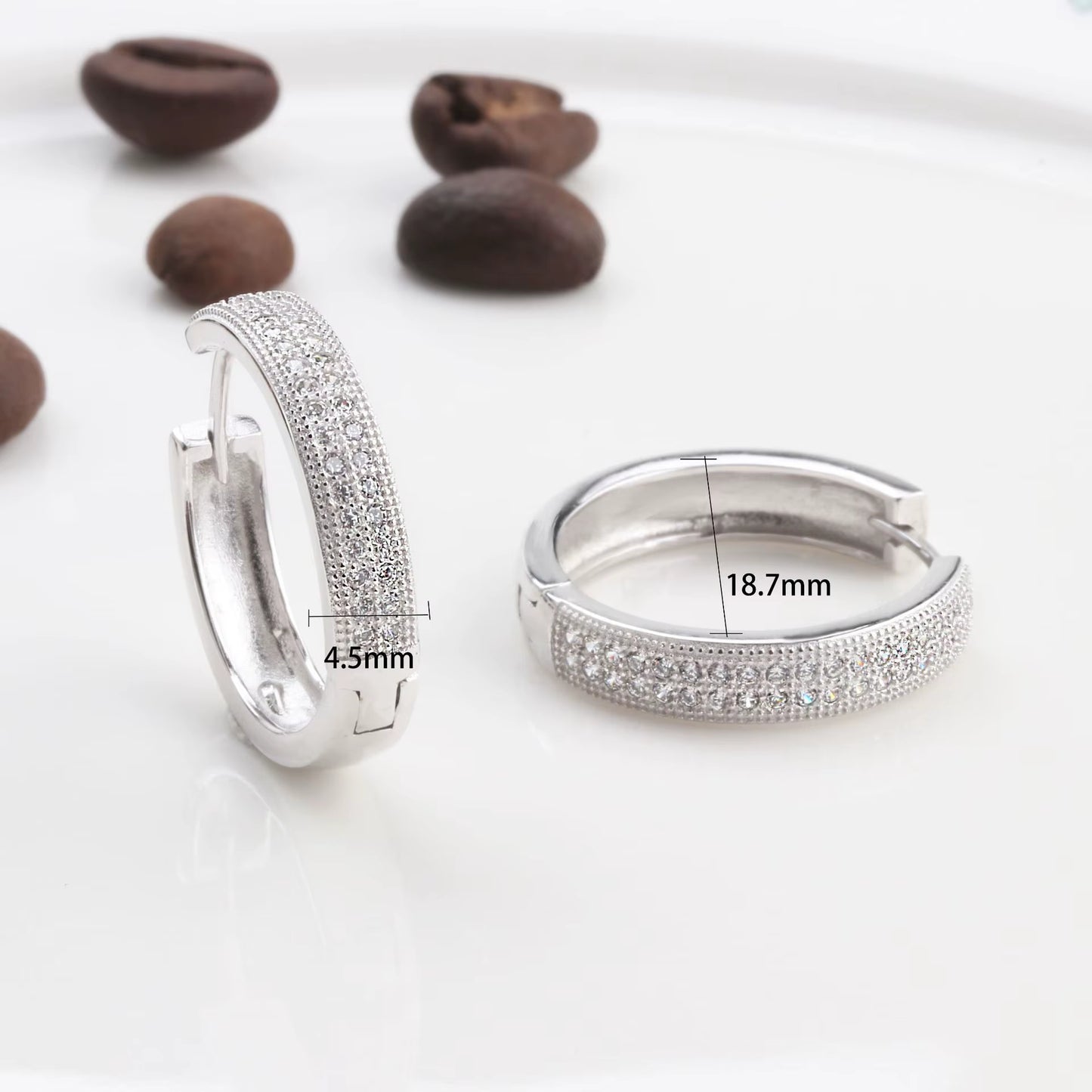 925 Sterling Silver Big Circle Inlaid Zircon Earrings for Women,S925 Argent Women'S Shiny Model Earring 17Mm-40Mm 5 Size
