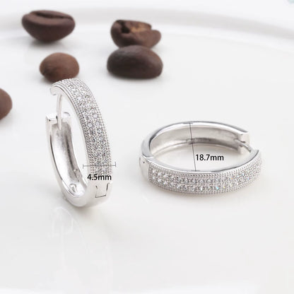 925 Sterling Silver Big Circle Inlaid Zircon Earrings for Women,S925 Argent Women'S Shiny Model Earring 17Mm-40Mm 5 Size