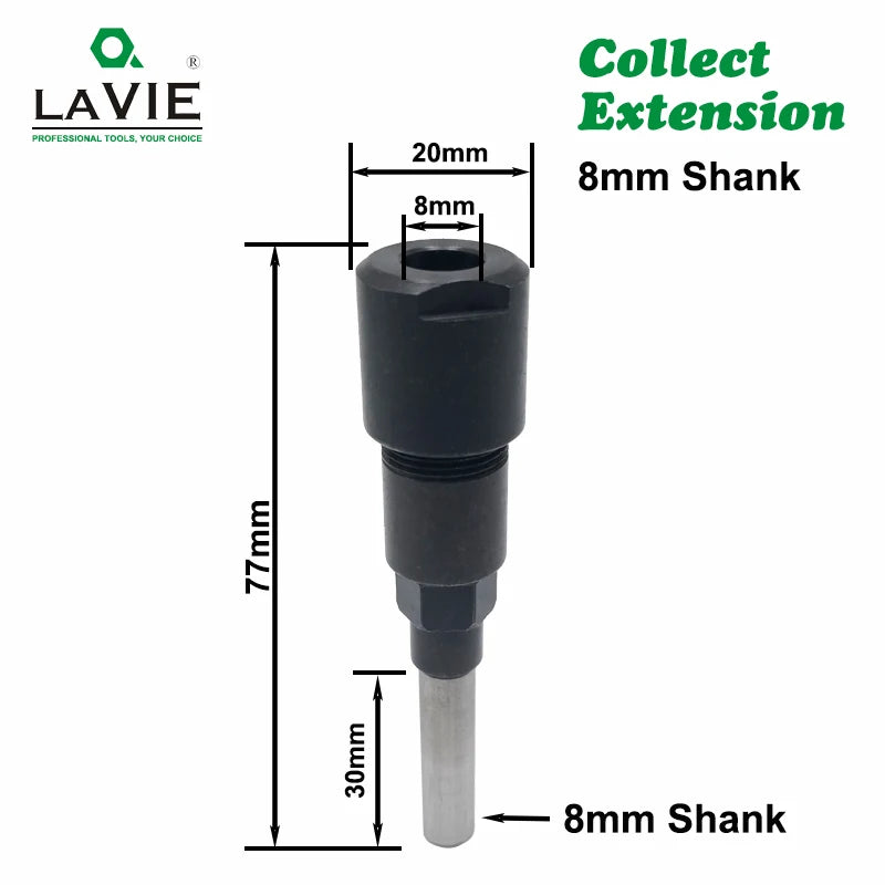 1 Pc 1/4" 8Mm 12Mm 1/2" Shank Router Bit Extension Rod Collet Engraving Machine Extension Milling Cutter for Wood MC04003