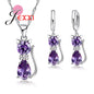 Fast Shipping Retail Romantic Engagement Silver Cute Cat Jewelry Sets Necklace Earrings with Austrian Crystal for Women
