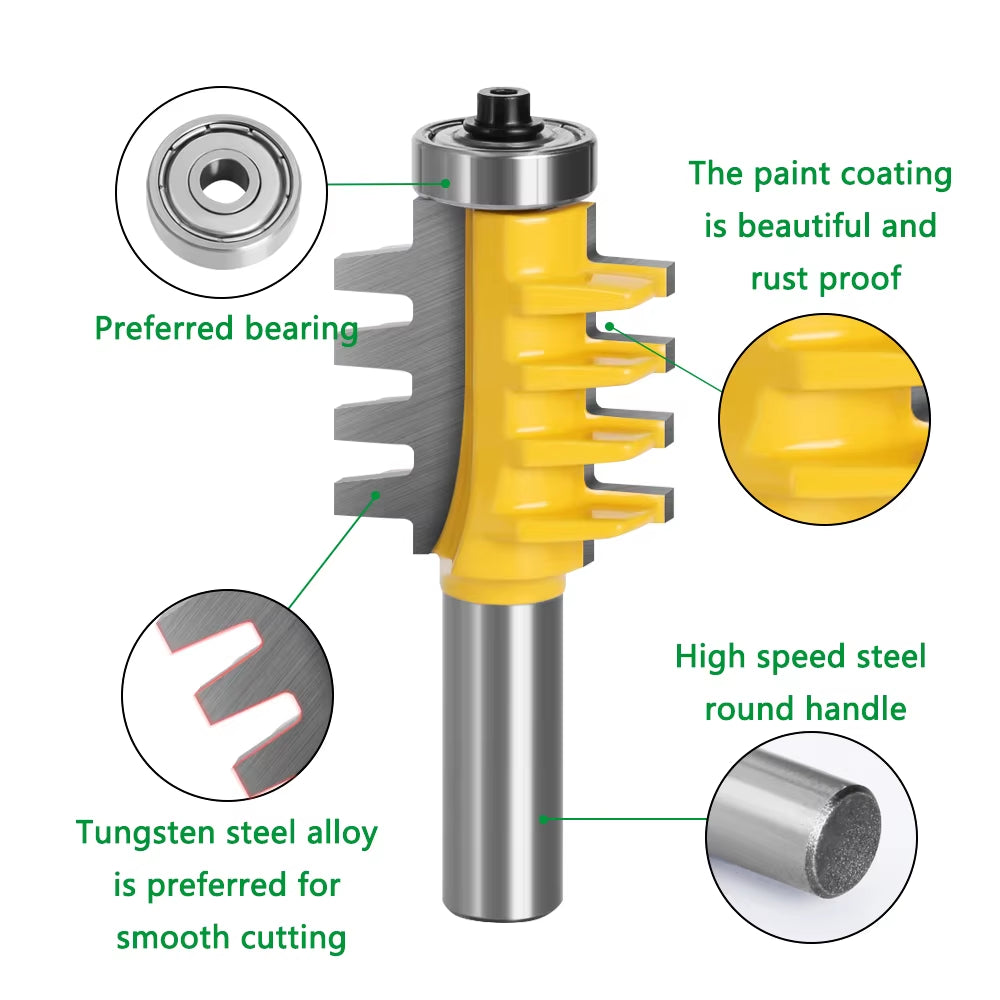 LA VIE 6Mm 1/4" 8Mm 12Mm 1/2" Shank Finger Joint Glue Router Bit Milling Cutter Mortaise Tenon Knife Cone Woodwork Cutters Tools