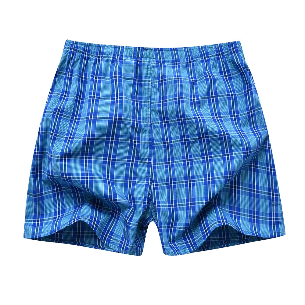 4 Pcs/Lot Men Plaid Underpants Boxers 100% Cotton Shorts Underwear Male High Quality Loose Comfortable Sleep Bottoms Panties