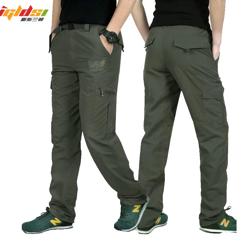 Men'S Cargo Pants Summer Waterproof Breathable Male Long Trousers Joggers Army Pockets Casual Pants plus Size 4XL