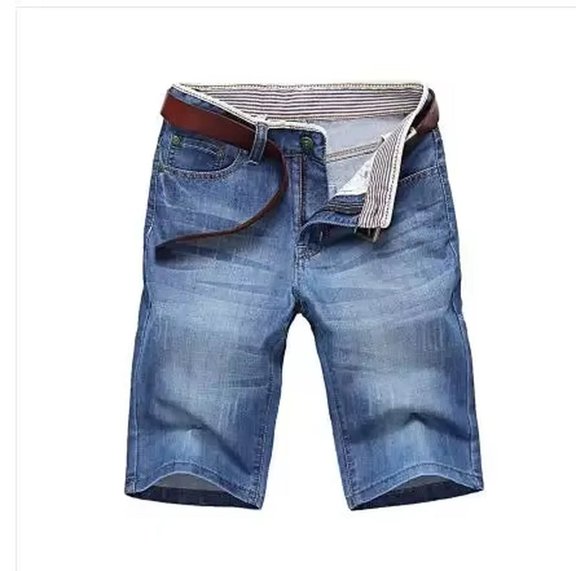 Summer Thin Denim Shorts for Men Good Quality Shorts Jeans Men Cotton Solid Straight Jeans Shorts Male Blue Casual Jeans Size 40