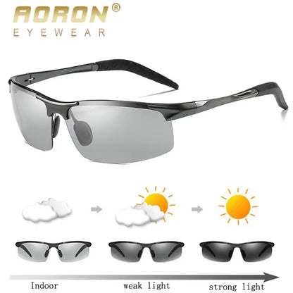 Men Photochromic Polarized Sunglasses Aluminum Frame UV400 Sun Glasses Male Eyewear Driving Goggles