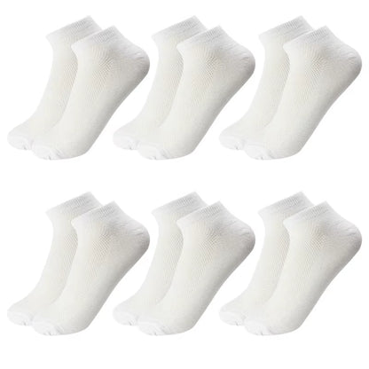 6 Pairs Breathable Men'S Socks Short Ankle Elastic Solid Color Mesh High Quality Business Unisex Sokken plus Size EU38-47