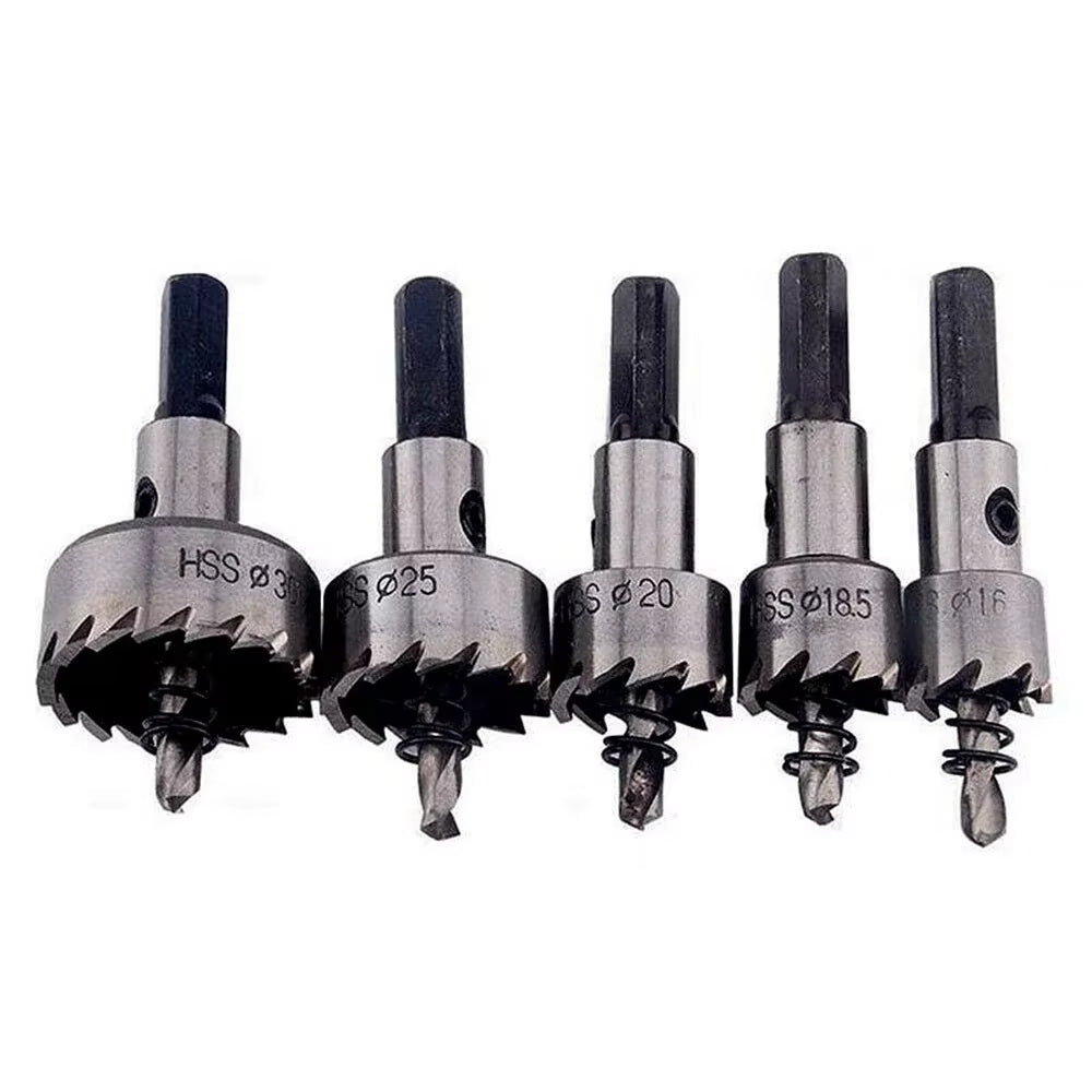 5Pcs Carbide Tip HSS Drill Bit Hole Saw Set Stainless Steel Metal Alloy 16/18.5/20/25/30Mm Woodworking Tools