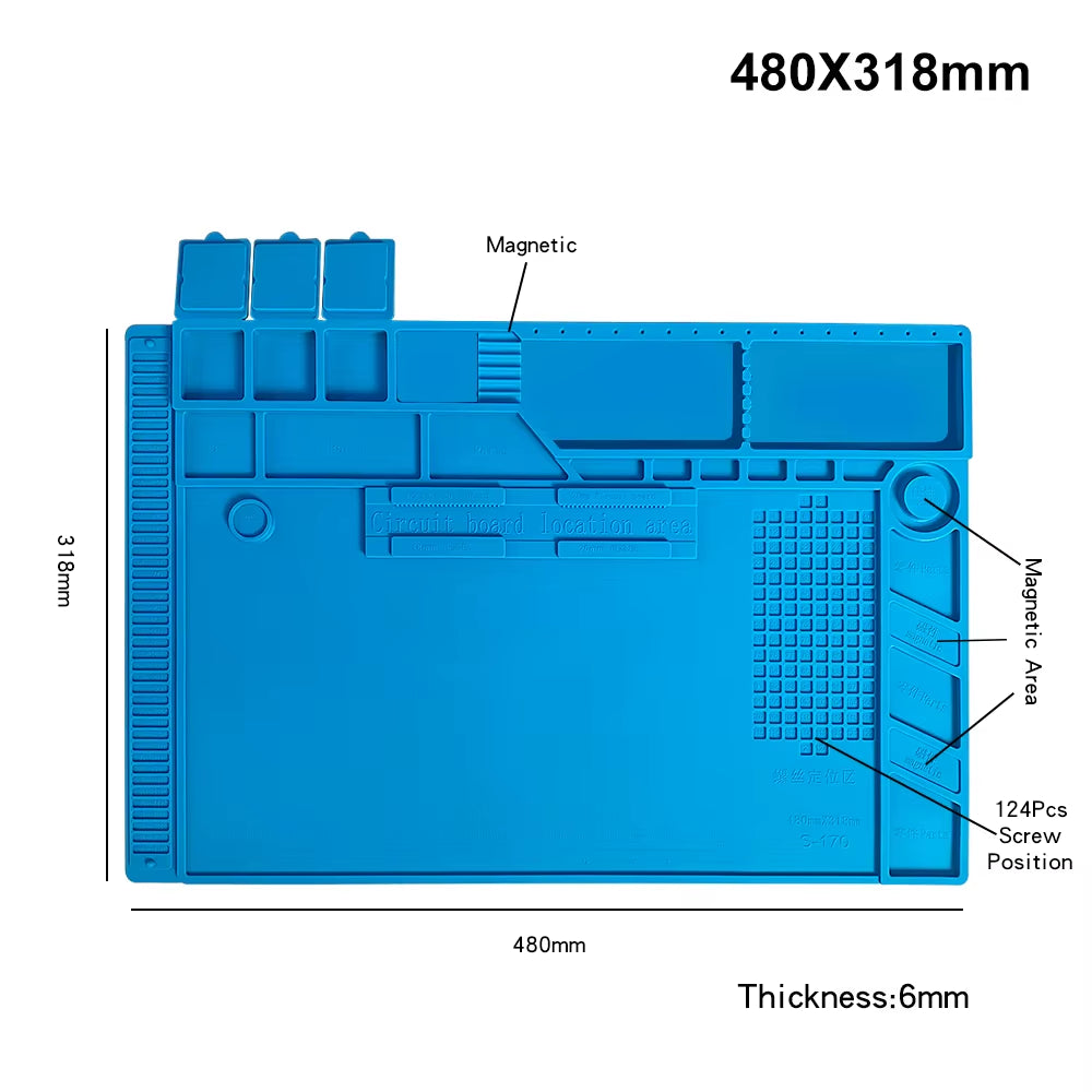 ESD Heat Insulation Working Mat Soldering Station Iron Phone Computer Repair Mat Magnetic Heat-Resistant BGA Insulator Platform