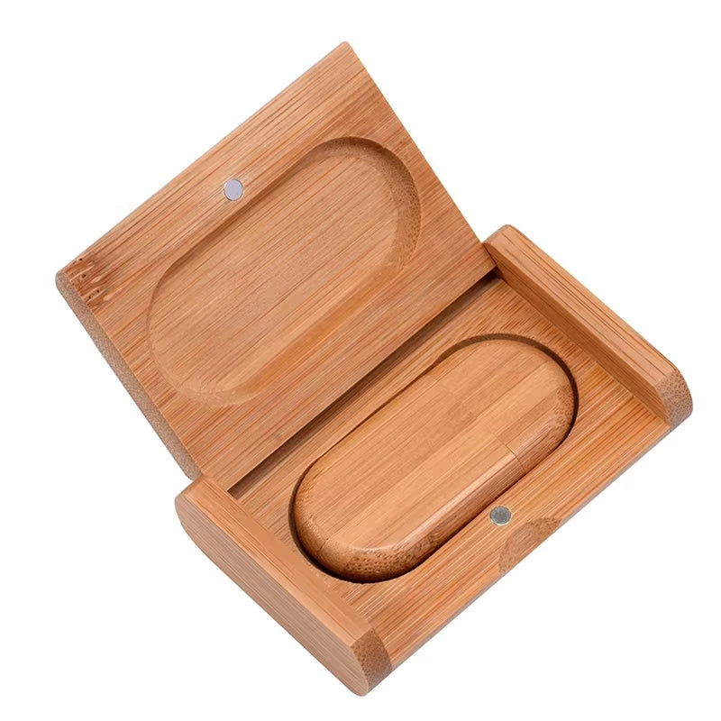 1PCS Free LOGO Wooden + Box USB 2.0 Pen Drive 4GB 16GB 32GB 64GB Flash Drive Memory Stick Wedding Photography Gift U Disk