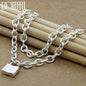 925 Sterling Silver Square Lock Pendant Necklaces 18 Inches Chain for Women Lovers Wedding Party Jewelry