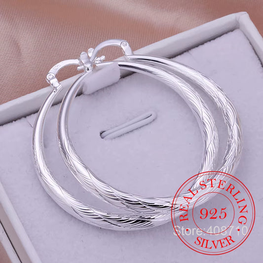 925 Sterling Silver Hip Hop round Earrings for Women Large Circle 4.0Cm Piercing Hoop Earring Dropship Suppliers