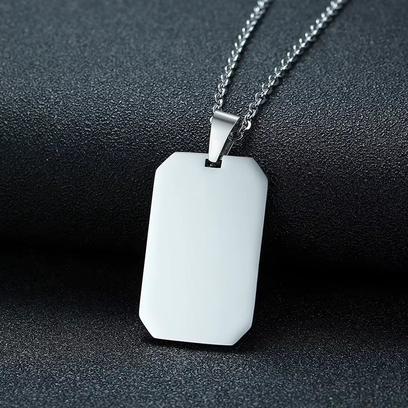 Stainless Steel Double Dog Tag Necklace for Men High Polished Pendant ID Men Jewelry 24" Chain Necklace