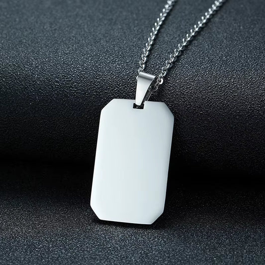 Stainless Steel Double Dog Tag Necklace for Men High Polished Pendant ID Men Jewelry 24" Chain Necklace