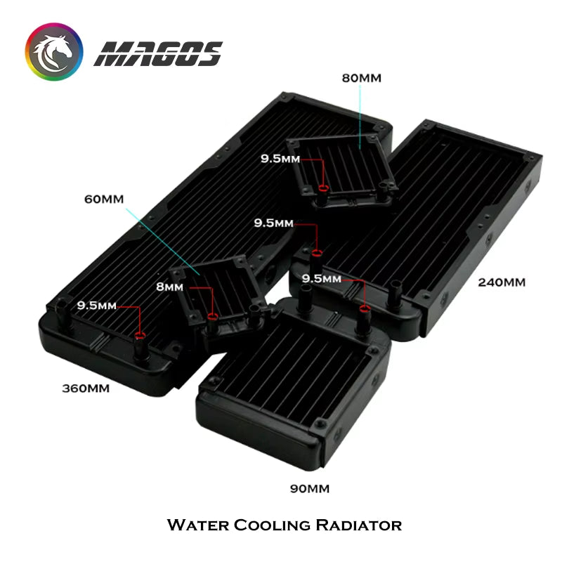 G1/4'' Aluminum Radiator for PC Water Cooling Computer Case GPU CPU RAM Cooler Fan Heatsink 60/80/90/120/240/360Mm Black/White