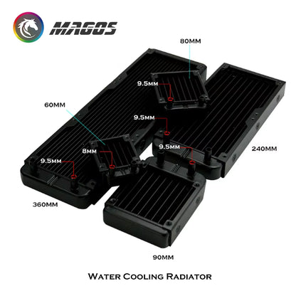 G1/4'' Aluminum Radiator for PC Water Cooling Computer Case GPU CPU RAM Cooler Fan Heatsink 60/80/90/120/240/360Mm Black/White
