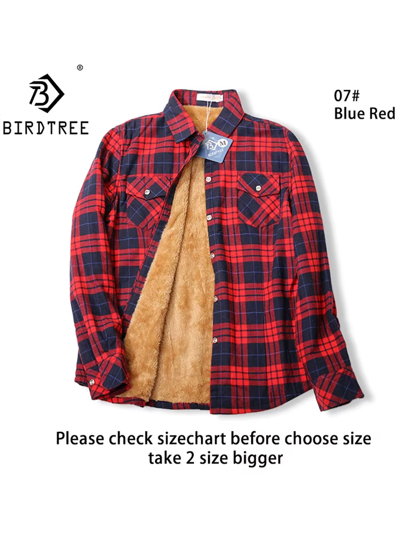 Velvet Thick Warm Women'S Plaid Shirt Female Long Sleeve Tops M-5XL Winter Fleece Casual Check Blouse Autumn Clothes T77710A