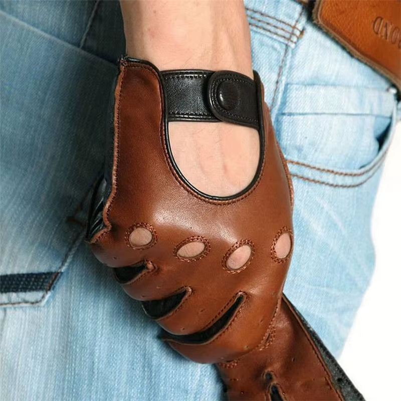 Real Leather Gloves Male Spring Autumn Lambskin Leisure Breathable Touchscreen Genuine Leather Sheepskin Men'S Driving M023W
