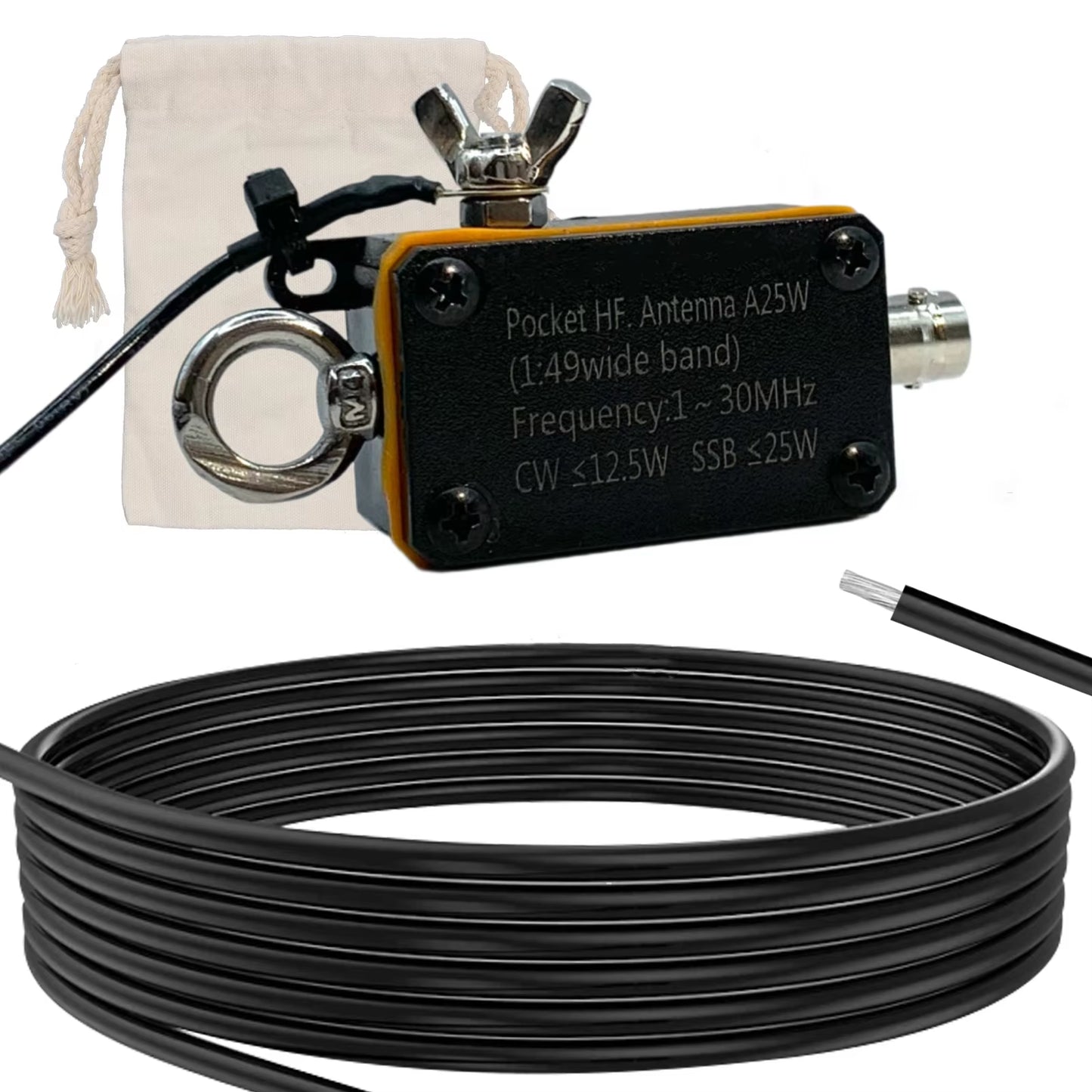 1-30Mhz Pocket HF Antenna, Shortwave Antenna, Inverted V Horizontal Balun Long Line Wideband End-Fed Antenna