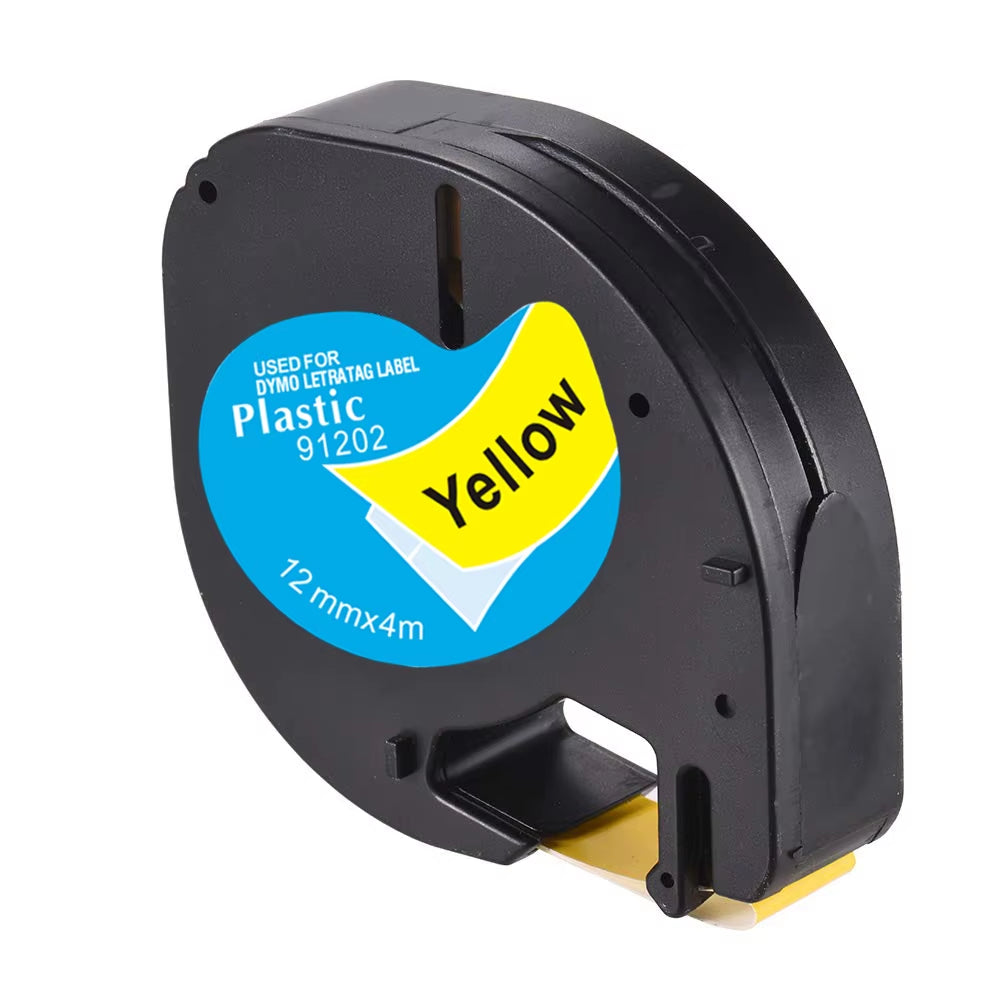 CIDY 91201 Compatible 12Mm*4M Black on White Dymo Letratag Plastic Tape LT 91331 LT9120112267 18769 18771 for LT-100H LT-100T