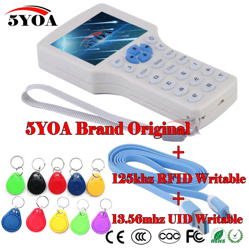 English 10 Frequency RFID Copier ID IC Reader Writer Copy M1 13.56MHZ Encrypted Duplicator Programmer USB NFC UID Tag Key Card
