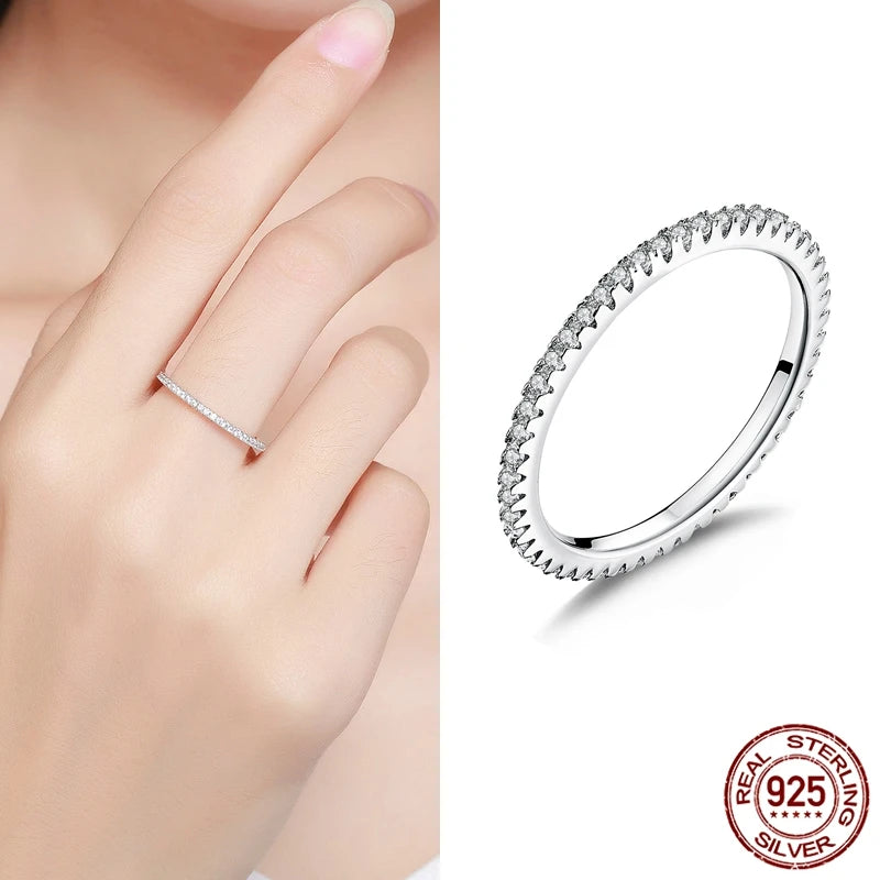 Hot Sale 100% 925 Sterling Silver Styles Stackable Ring Party Finger Wedding Rings for Women Original Fashion Jewelry Gift