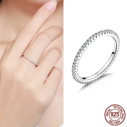 Hot Sale 100% 925 Sterling Silver Styles Stackable Ring Party Finger Wedding Rings for Women Original Fashion Jewelry Gift