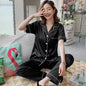 Womens Silk Satin Pajamas Pyjamas Set Sleepwear Pijama Pajamas Suit Female Sleep Two Piece Set Women'S Loungewear plus Size
